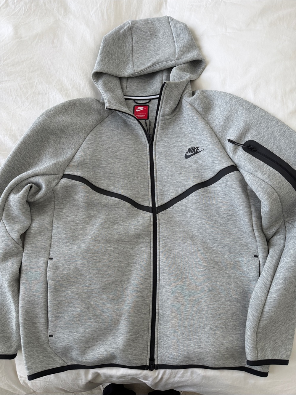 Nike Gray Hooded Performance Jacket with Black Accents